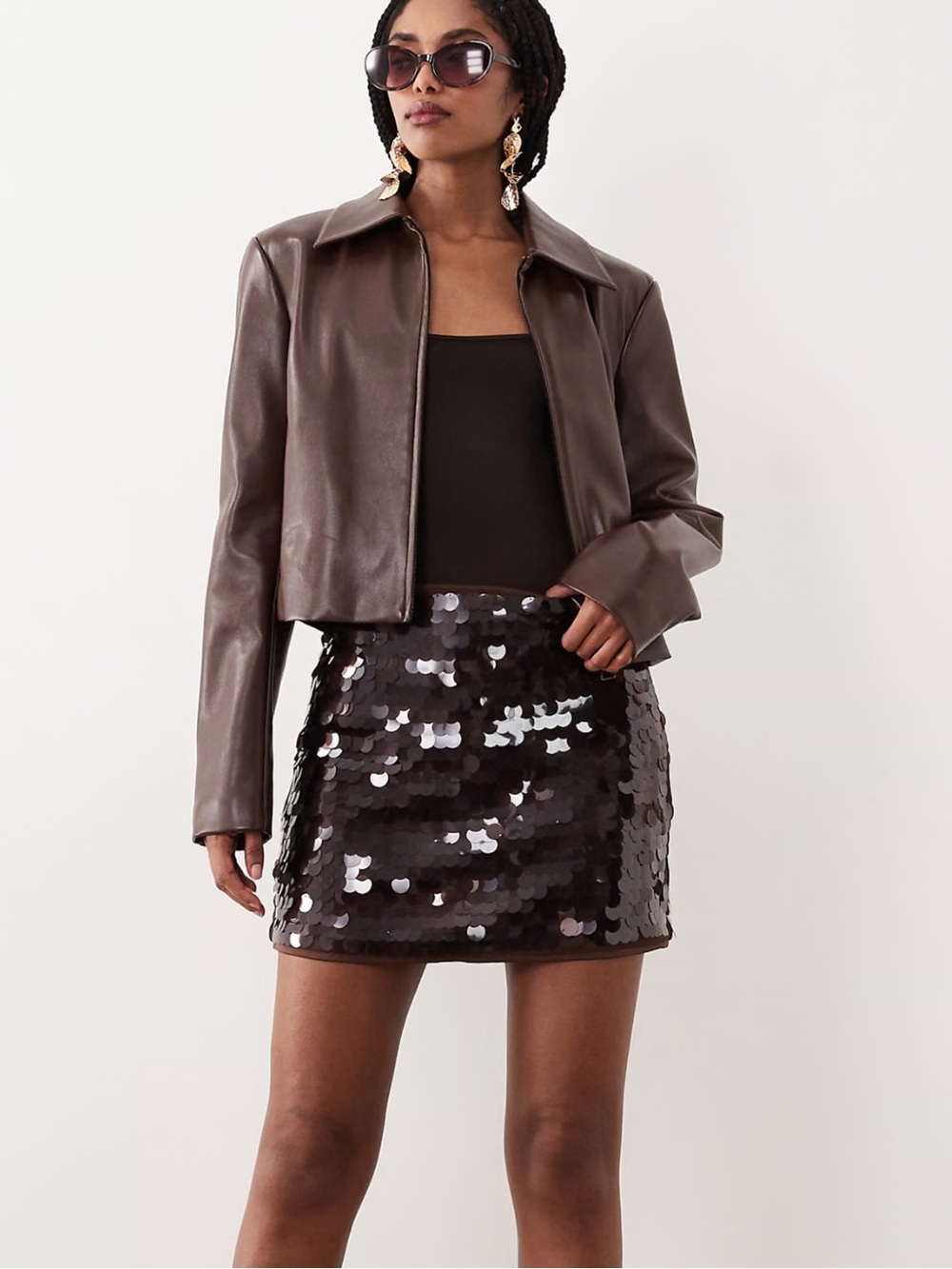 Abercrombie & Fitch Brown Sequin Mini Skort